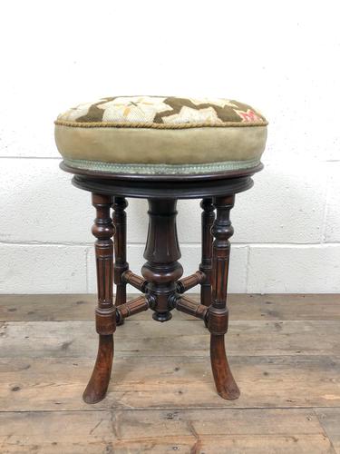 Antique Victorian Walnut Piano Stool with Adjustable Height (1 of 11)