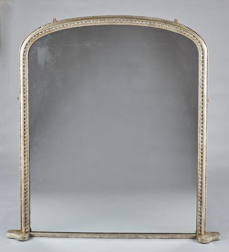 Large 19th Century English Silvered Overmantle Mirror (1 of 7) Large 19th Century English Silvered Overmantle Mirror (1 of 7)