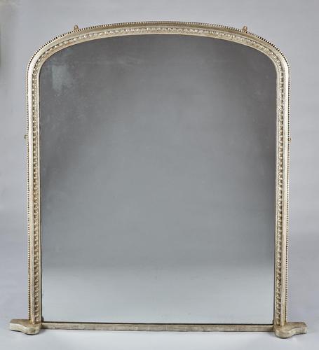 Large 19th Century English Silvered Overmantle Mirror (1 of 7)