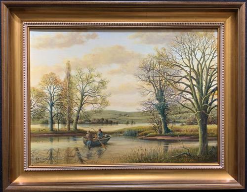 Fishing The River Ouse - Lovely Vintage North Yorkshire Riverscape Oil Painting (1 of 12) Fishing The River Ouse - Lovely Vintage North Yorkshire Riverscape Oil Painting (1 of 12)