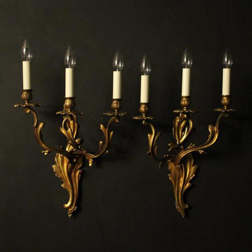 French Pair Of Bronze Antique Wall Sconces (1 of 8)