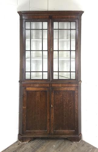 19th Century Antique Oak Glazed Corner Cupboard (1 of 10)