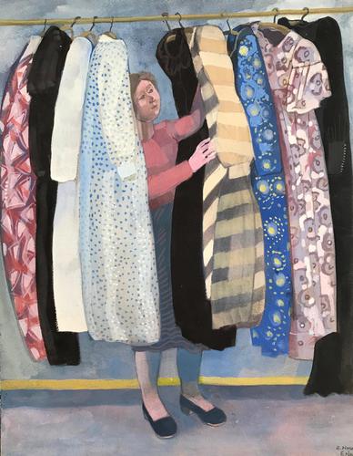Original Gouache 'Which One to Wear?' by Elaine Nason (1 of 1) Original Gouache 'Which One to Wear?' by Elaine Nason (1 of 1)