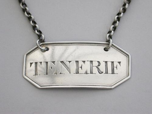 Rare George III Irish Silver Wine Label 'tenerif', by John Teare, Dublin, C1800 (1 of 8) Rare George III Irish Silver Wine Label 'tenerif', by John Teare, Dublin, C1800 (1 of 8)