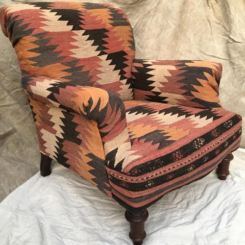 Cornelius V Smith Club Chair in Vintage Pera Kilim Fabric (1 of 5) Cornelius V Smith Club Chair in Vintage Pera Kilim Fabric (1 of 5)