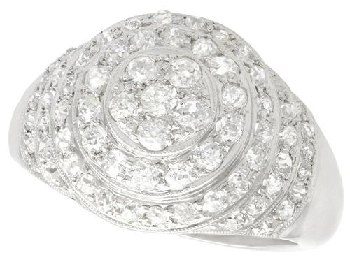 1.48ct Diamond & Platinum Bombe Cocktail Ring - Vintage c.1940 (1 of 9) 1.48ct Diamond & Platinum Bombe Cocktail Ring - Vintage c.1940 (1 of 9)