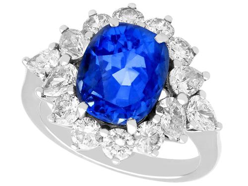 6.83ct Sapphire & 2.84ct Diamond, Platinum Dress Ring - Vintage c.1970 (1 of 8) 6.83ct Sapphire & 2.84ct Diamond, Platinum Dress Ring - Vintage c.1970 (1 of 8)