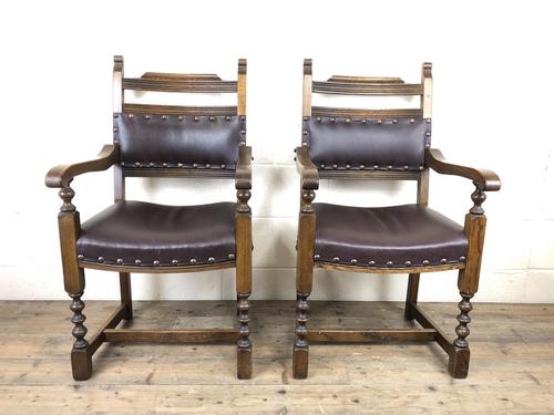 Pair of Mid 20th Century Oak Armchairs (1 of 7) Pair of Mid 20th Century Oak Armchairs (1 of 7)