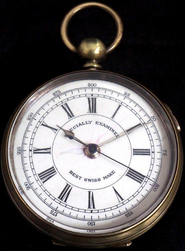 Antique Chronograph Pocket Watch Sweeping Stop Start Seconds Hand Swiss Made Key Wind. (1 of 8)