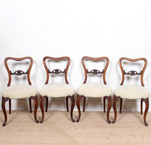 4 Walnut Balloon Dining Chairs 19th Century (1 of 12)