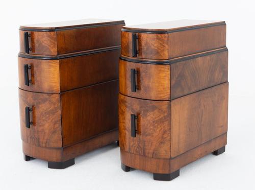 Pair of Stylish Art Deco Walnut Bedside Cabinets (1 of 6)