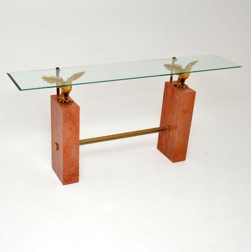 1970’s Vintage Marble / Brass / Glass Console Table (1 of 12)