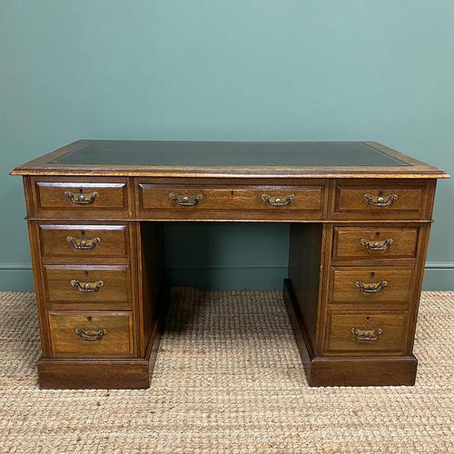 19th Century Victorian Oak Antique Pedestal Desk (1 of 8)