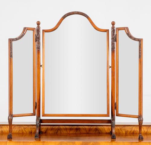 Very Pretty Queen Anne Style Walnut Triple Mirror (1 of 6)