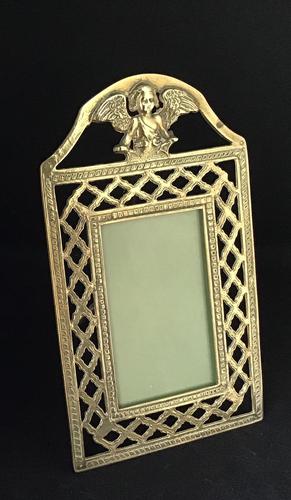 Antique Brass Fretwork Easel Photo Frame. (1 of 6)