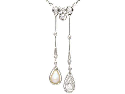 0.37ct Diamond & Pearl, 14ct Yellow Gold Pendant - Antique c.1910 (1 of 9) 0.37ct Diamond & Pearl, 14ct Yellow Gold Pendant - Antique c.1910 (1 of 9)