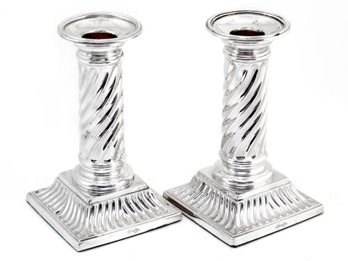 Pair of Victorian Silver Plated Candle Sticks with Spiral Fluted Columns (1 of 4) Pair of Victorian Silver Plated Candle Sticks with Spiral Fluted Columns (1 of 4)