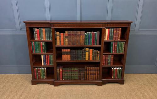 Edwardian Long Break Fronted Mahogany Open Bookcase (1 of 13) Edwardian Long Break Fronted Mahogany Open Bookcase (1 of 13)