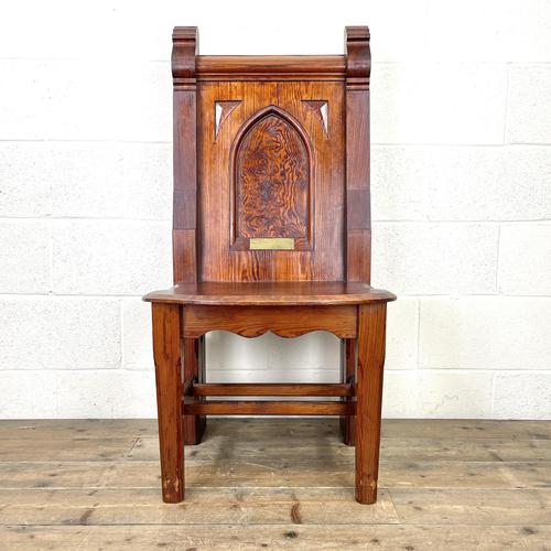 Large Pitch Pine Antique Chapel Chair (1 of 9)