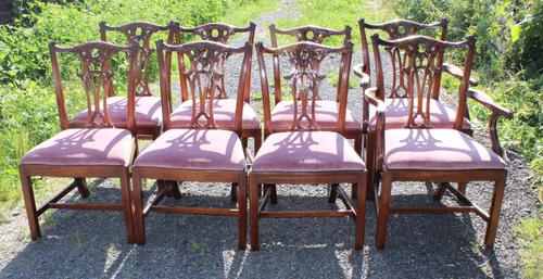 1960's Set of 8 Chippendale Style Dining Chairs 6+2 Carvers (1 of 3)