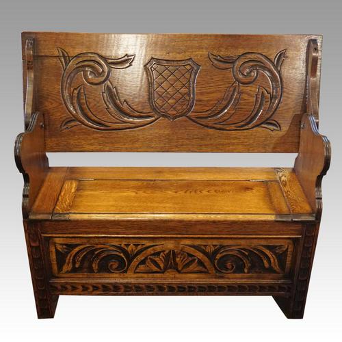 Edwardian Oak Monks Bench (1 of 5)