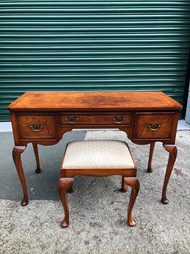 Antique Burr Walnut Dressing Table & Stool (1 of 10)