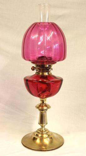 Antique Victorian Cranberry Oil Lamp (1 of 11)