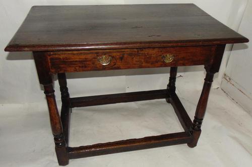 Early Oak Turned Leg Side Table (1 of 9)