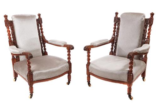 Fine Pair of Antique Carved Oak Armchairs c.1880 (1 of 13) Fine Pair of Antique Carved Oak Armchairs c.1880 (1 of 13)