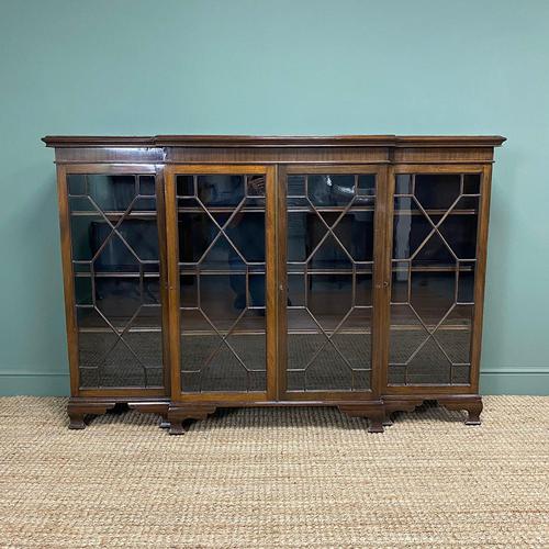 Edwardian Walnut Break Fronted Antique Bookcase (1 of 7)