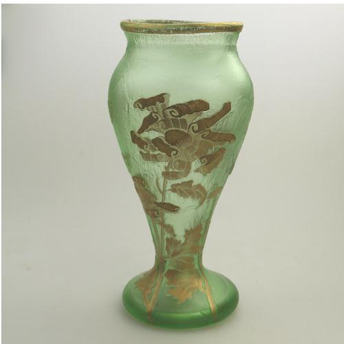 Montjoye Legras - Good & Large French Art Glass Etched Gilt Vase c.1890 (1 of 7) Montjoye Legras - Good & Large French Art Glass Etched Gilt Vase c.1890 (1 of 7)