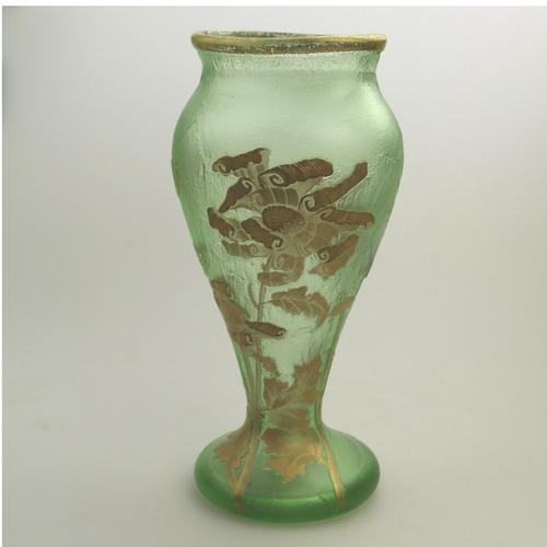 Montjoye Legras - Good & Large French Art Glass Etched Gilt Vase c.1890 (1 of 7)