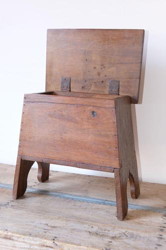 Antique Vintage Fruitwood Box Stool with Hinged Lid (1 of 14)