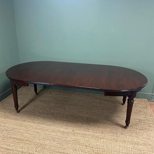 Large Victorian Figured Mahogany Antique Wind-out Dining Table (1 of 10)