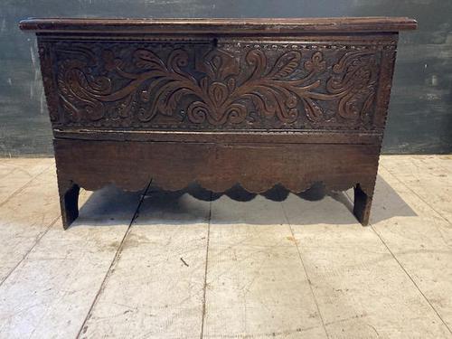 Small Carved Oak Coffer Mainly Late 17th / 18th Century (1 of 8)