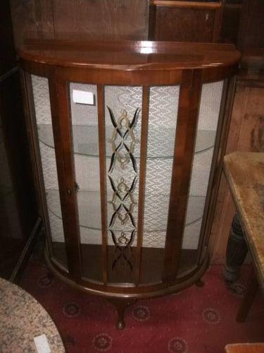 Bow Front Walnut Display Cabinet (1 of 3)