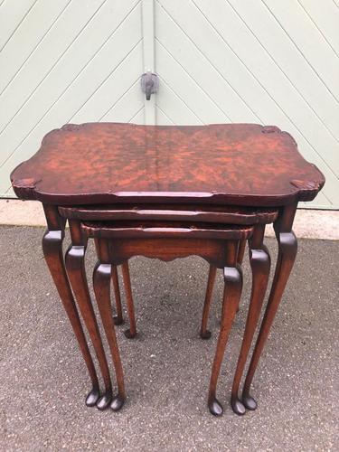 Antique Burr Walnut Nest of 3 Tables (1 of 8)