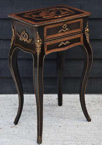 Striking 19th Century French Ebonised & Marquetry Side Table c.1880 (1 of 16) Striking 19th Century French Ebonised & Marquetry Side Table c.1880 (1 of 16)