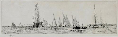 Etching by W.L.Wyllie RA 'cowes Week Racing with the Royal Yacht' c.1910 (1 of 1) Etching by W.L.Wyllie RA 'cowes Week Racing with the Royal Yacht' c.1910 (1 of 1)