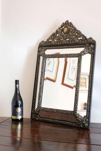 Dutch Repousse Brass Cushion Framed Mirror with Arched Crest (1 of 12) Dutch Repousse Brass Cushion Framed Mirror with Arched Crest (1 of 12)