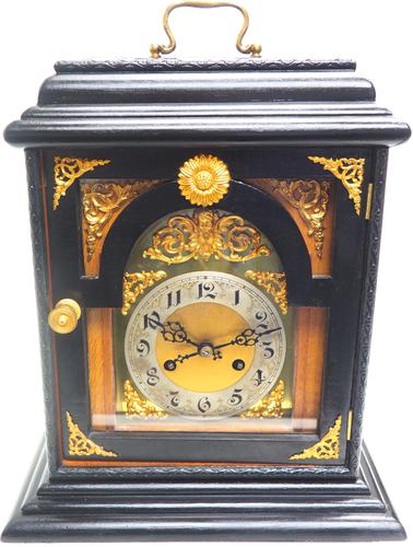 Interesting Quarter Striking German Bracket Clock by Junghans in Ebony Glazed Case (1 of 9)