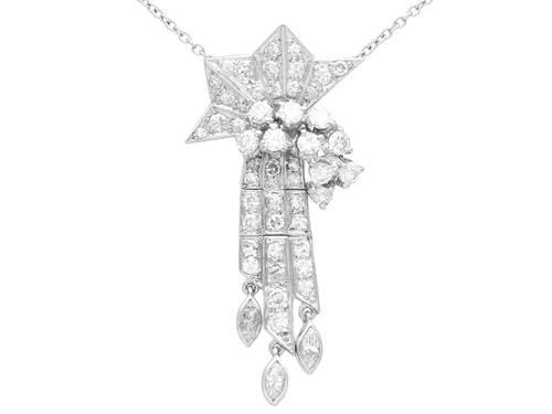 1.10ct Diamond & Palladium Tassel Pendant - Art Deco c.1935 (1 of 9) 1.10ct Diamond & Palladium Tassel Pendant - Art Deco c.1935 (1 of 9)