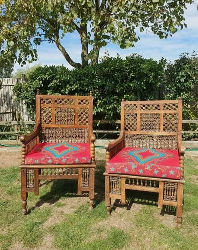 Pair of Moorish Middle Eastern Ottoman Islamic Throne Chairs - Liberty's of London / Liberty & Co (1 of 6) Pair of Moorish Middle Eastern Ottoman Islamic Throne Chairs - Liberty's of London / Liberty & Co (1 of 6)