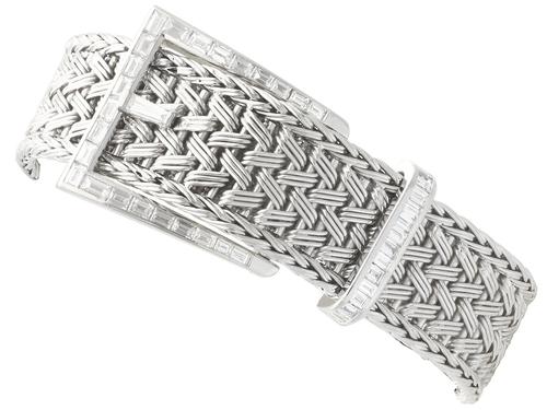 1.50ct Diamond & 18ct White Gold Bracelet - Vintage French c.1940 (1 of 10) 1.50ct Diamond & 18ct White Gold Bracelet - Vintage French c.1940 (1 of 10)