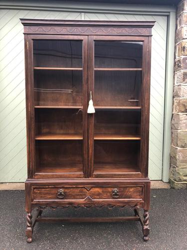 Antique Glazed Oak Barley Twist Bookcase (1 of 11)