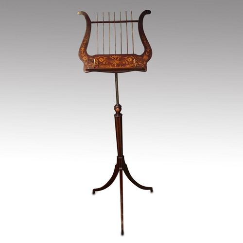 19thc. Inlaid Mahogany Music Stand (1 of 7)