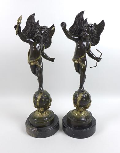 Two Modern Bronze Sculptures of Winged Putti, Cast in the Baroque Style (1 of 8) Two Modern Bronze Sculptures of Winged Putti, Cast in the Baroque Style (1 of 8)