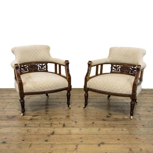 Pair of Victorian Carved and Upholstered Tub Chairs (1 of 11)