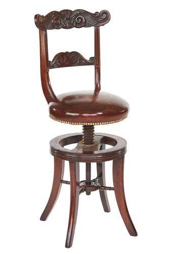 William IV Period Rosewood Swivel Music / Harpist Chair / Stool (1 of 7)