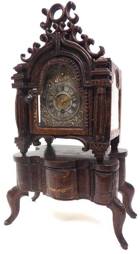 Unusual Rare 18th Century Austrian Verge Table Mantel Clock Pull Alarm (1 of 14)